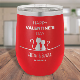 Custom Valentines Tumbler Cups, Red Stemless Tumbler with Lid 12 Oz, Personalized Valentine's Days Gifts for Her