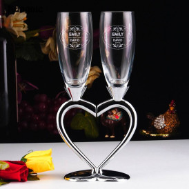 Personalized Beautiful Elegant Split Heart Base Goblets