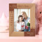 A Mother's Hug Lasts Long After She Lets Go Personalized Wooden Frame 5" x 7" Brown (Vertical)