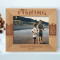 Fishing As No Man Is Born An Artist Personalized Wooden Frame -10" x 8" Brown Horizontal